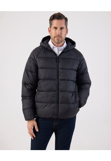 Chaqueta Acolchada Con Capota   Para Hombre Negro Patprimo