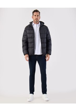 Chaqueta Acolchada Con Capota   Para Hombre Negro Patprimo