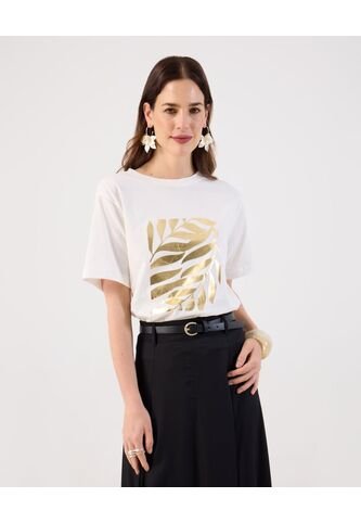 Camiseta  Para Mujer Manga Corta Cuello Redondo Color Crema Marca Patprimo #30093937 Patprimo