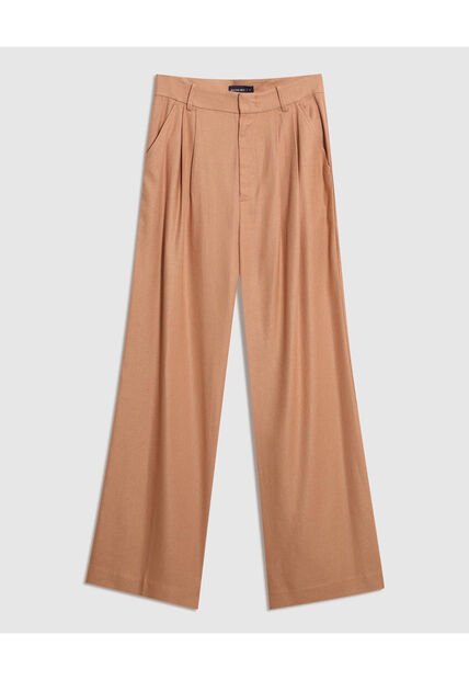 Pantalón En Efecto Lino  Para Mujer Café Patprimo