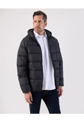 Chaqueta Acolchada Con Capota   Para Hombre Negro Patprimo