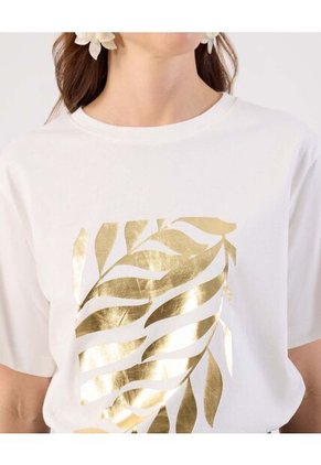 Camiseta  Para Mujer Manga Corta Cuello Redondo Color Crema Marca Patprimo #30093937