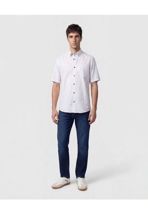 Camisa Manga Corta Y Cuello Button Down   Para Hombre Azul Patprimo
