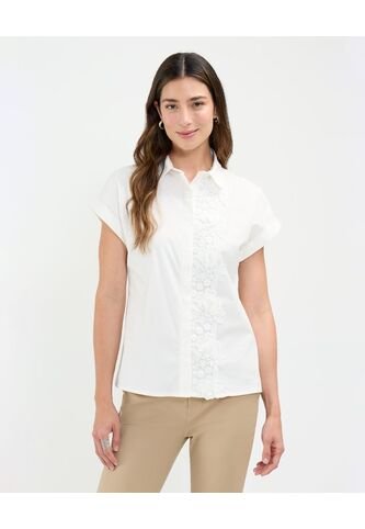 Camisa Para Mujer Manga Corta Color Crema Marca Patprimo #30010680 Patprimo