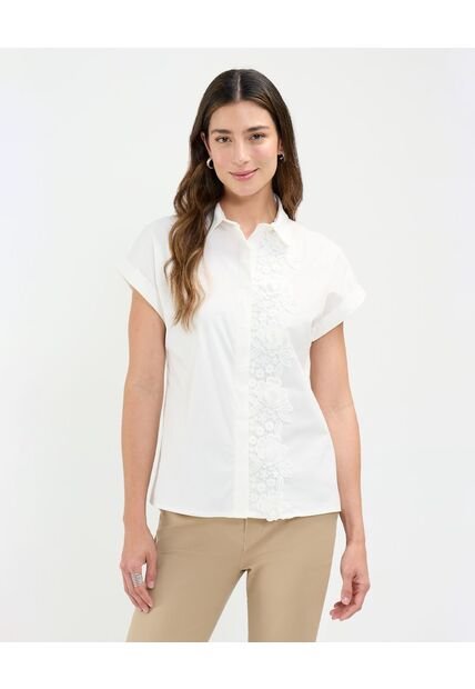 Camisa Para Mujer Manga Corta Color Crema Marca Patprimo #30010680