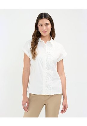 Camisa Para Mujer Manga Corta Color Crema Marca Patprimo #30010680
