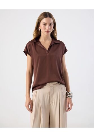 Blusa  Para Mujer Manga Corta Color Café Marca Patprimo #30123569 Patprimo