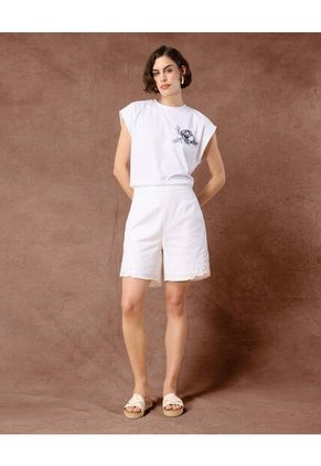 Bermuda  Para Mujer Slim Corto Color Blanco Marca Patprimo #30100408