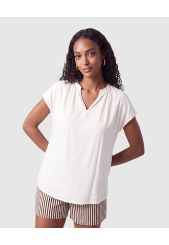 Blusa Cuello V Manga Corta Mujer  Para Mujer Blanco Patprimo Patprimo