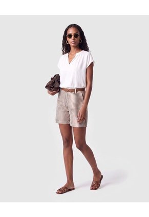 Blusa Cuello V Manga Corta Mujer  Para Mujer Blanco Patprimo
