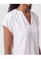 Blusa Cuello V Manga Corta Mujer  Para Mujer Blanco Patprimo de Patprimo