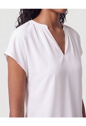 Blusa Cuello V Manga Corta Mujer  Para Mujer Blanco Patprimo