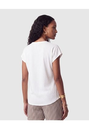 Blusa Cuello V Manga Corta Mujer  Para Mujer Blanco Patprimo