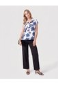 Blusa Cuello Camisero Manga Corta Mujer  Para Mujer Azul Patprimo de Patprimo