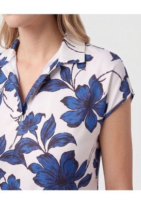 Blusa Cuello Camisero Manga Corta Mujer  Para Mujer Azul Patprimo