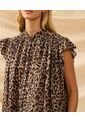 Blusa Fluida Con Mangas Mariposa   Para Mujer Café Patprimo de Patprimo