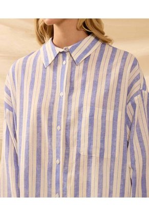 Camisa Oversize De Hombro Caído   Para Mujer Azul Patprimo