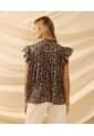 Blusa Fluida Con Mangas Mariposa   Para Mujer Café Patprimo de Patprimo