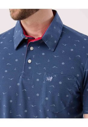 Polo Con Microestampado   Para Hombre Azul Patprimo