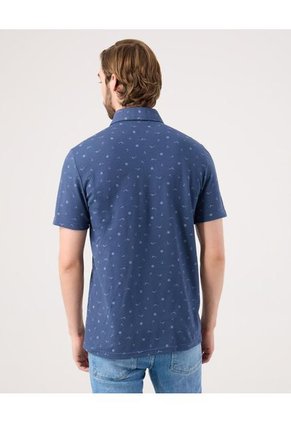 Polo Con Microestampado   Para Hombre Azul Patprimo