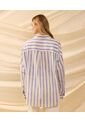 Camisa Oversize De Hombro Caído   Para Mujer Azul Patprimo de Patprimo