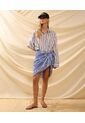 Camisa Oversize De Hombro Caído   Para Mujer Azul Patprimo de Patprimo