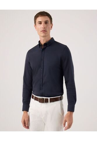 Camisa  Para Hombre Manga Larga Sin Bolsillo Cuello Button D Color Azul Marca Patprimo #44013157 Patprimo