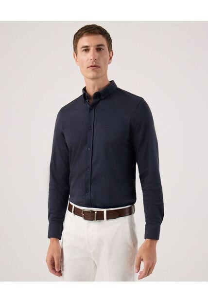 Camisa  Para Hombre Manga Larga Sin Bolsillo Cuello Button D Color Azul Marca Patprimo #44013157