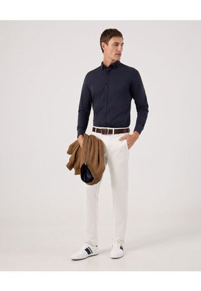 Camisa  Para Hombre Manga Larga Sin Bolsillo Cuello Button D Color Azul Marca Patprimo #44013157