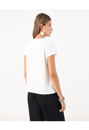 Camiseta  Para Mujer Manga Corta Cuello V Color Blanco Marca Patprimo #30098101