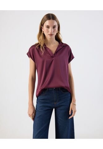 Blusa  Para Mujer Manga Corta Color Vino Marca Patprimo #30123569 Patprimo