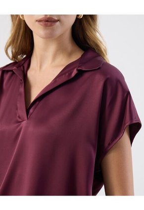 Blusa  Para Mujer Manga Corta Color Vino Marca Patprimo #30123569