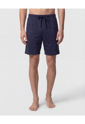 Pijama Corta Abotonada Estampada Para Hombre Azul Patprimo
