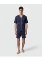 Pijama Corta Abotonada Estampada   Para Hombre Azul Patprimo de Patprimo