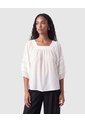 Blusa Cuello Cuadrado Manga Acampanada Mujer  Para Mujer Blanco Patprimo de Patprimo