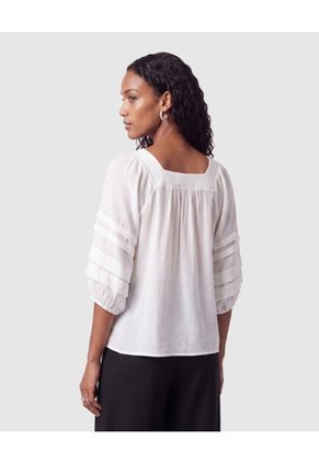 Blusa Cuello Cuadrado Manga Acampanada Mujer Para Mujer Blanco Patprimo