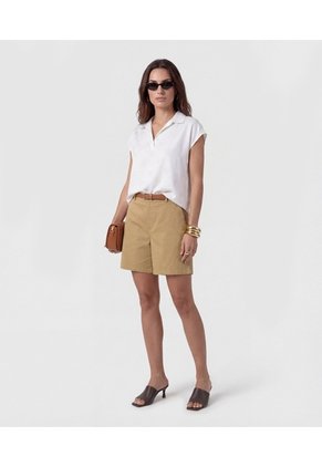 Blusa Tipo Polo Fluida Para Mujer Blanco Patprimo