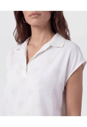 Blusa Tipo Polo Fluida Para Mujer Blanco Patprimo