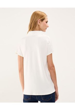 Camiseta Para Mujer Manga Corta Cuello V Color Hueso Marca Patprimo #30093546