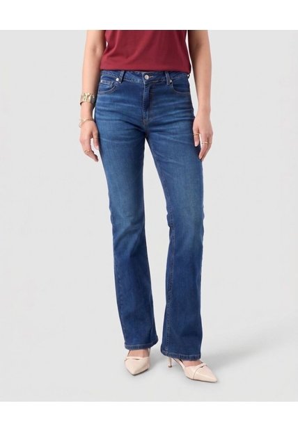 Jeans Bota Flare Silueta Ajustada Mujer  Para Mujer Azul Patprimo