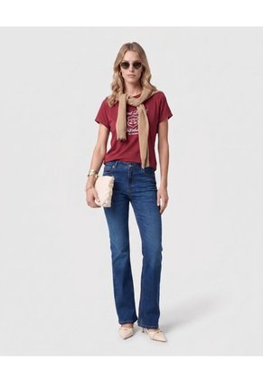 Jeans Bota Flare Silueta Ajustada Mujer  Para Mujer Azul Patprimo