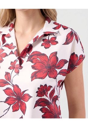 Blusa Cuello Camisero Manga Corta Mujer  Para Mujer Rojo Patprimo