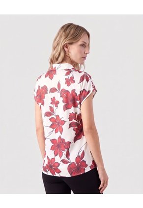 Blusa Cuello Camisero Manga Corta Mujer  Para Mujer Rojo Patprimo