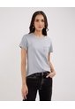 Camiseta Manga Corta Unicolor, Cuello Redondo, Bolsillo Con Pedreria  Para Mujer Gris Patprimo de Patprimo