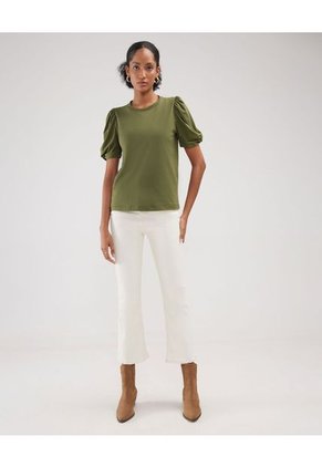 Camiseta Con Detalle En Manga  Para Mujer Verde Patprimo