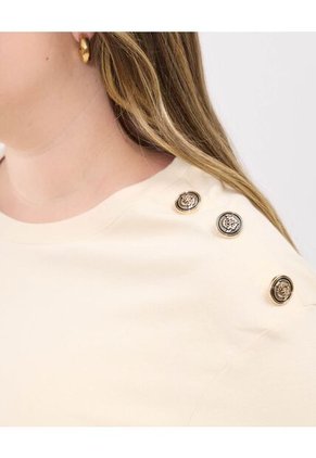 Camiseta Para Mujer Manga Corta Cuello Redondo Color Beige Marca Patprimo #14091417