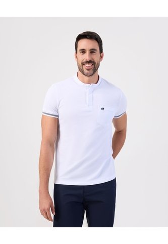 Polo Slim Fit Cuello Mao Y Bolsillo   Para Hombre Blanco Patprimo Patprimo