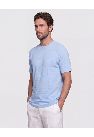Camiseta Texturizada Cuello Redondo   Para Hombre Azul Patprimo Patprimo