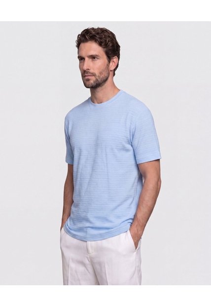 Camiseta Texturizada Cuello Redondo   Para Hombre Azul Patprimo