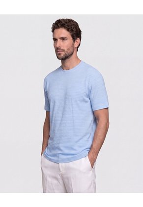 Camiseta Texturizada Cuello Redondo Para Hombre Azul Patprimo